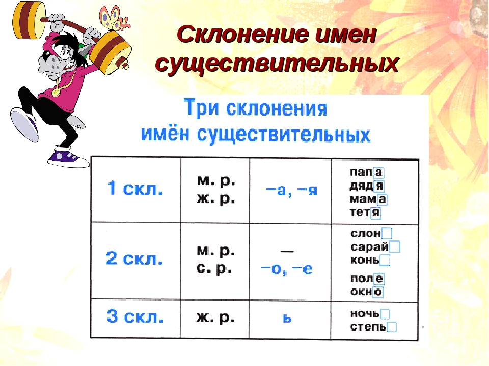 1 склонение 2 склонение 3 склонение презентация