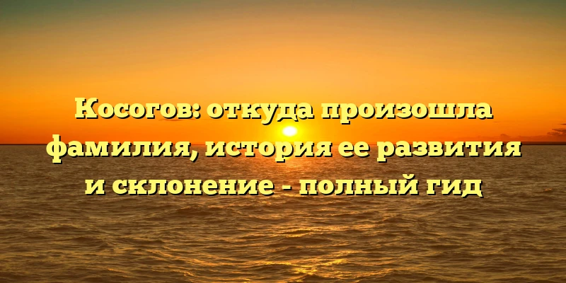 Косогов: откуда произошла фамилия, история ее развития и склонение - полный гид Косогов: откуда произошла фамилия, история ее развития и склонение - полный гид