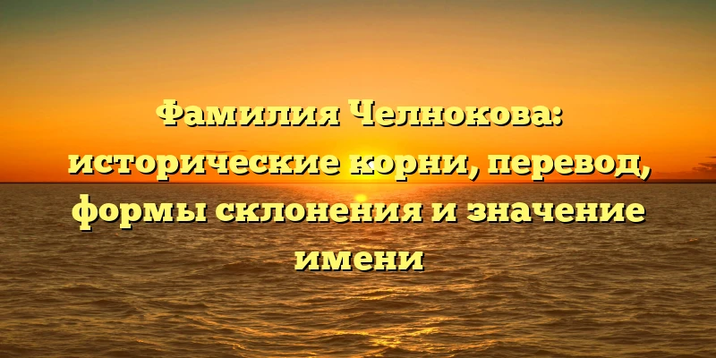 Фамилия Челнокова: исторические корни, перевод, формы склонения и значение имени Фамилия Челнокова: исторические корни, перевод, формы склонения и значение имени