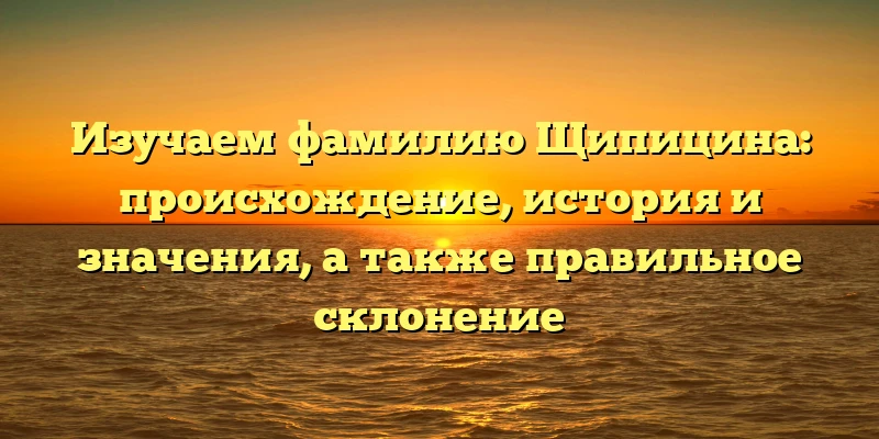 Изучаем фамилию Щипицина: происхождение, история и значения, а также правильное склонение