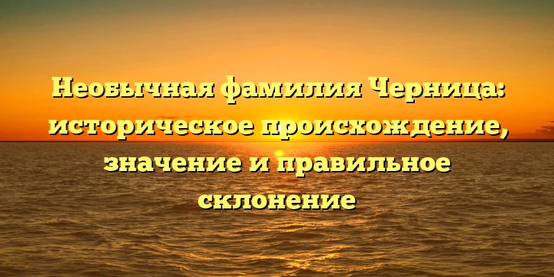 Необычная фамилия Черница: историческое происхождение, значение и правильное склонение Необычная фамилия Черница: историческое происхождение, значение и правильное склонение