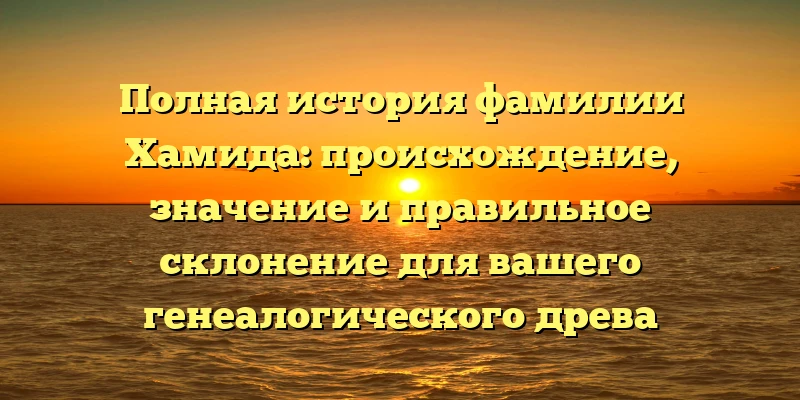 Полная история фамилии Хамида: происхождение, значение и правильное склонение для вашего генеалогического древа Полная история фамилии Хамида: происхождение, значение и правильное склонение для вашего генеалогического древа