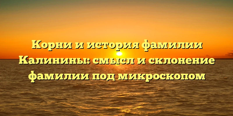 Корни и история фамилии Калинины: смысл и склонение фамилии под микроскопом Корни и история фамилии Калинины: смысл и склонение фамилии под микроскопом