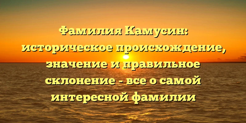 Фамилия Камусин: историческое происхождение, значение и правильное склонение - все о самой интересной фамилии Фамилия Камусин: историческое происхождение, значение и правильное склонение - все о самой интересной фамилии