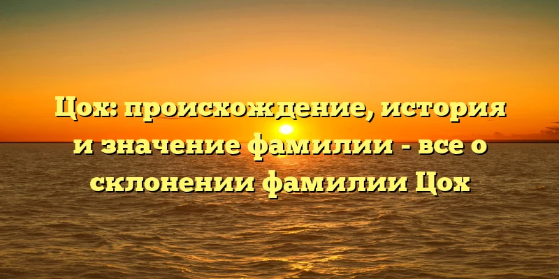 Цох: происхождение, история и значение фамилии - все о склонении фамилии Цох Цох: происхождение, история и значение фамилии - все о склонении фамилии Цох