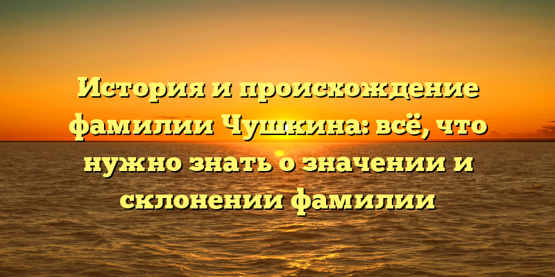 История и происхождение фамилии Чушкина: всё, что нужно знать о значении и склонении фамилии
