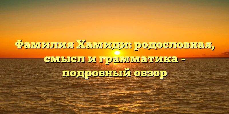 Фамилия Хамиди: родословная, смысл и грамматика - подробный обзор Фамилия Хамиди: родословная, смысл и грамматика - подробный обзор