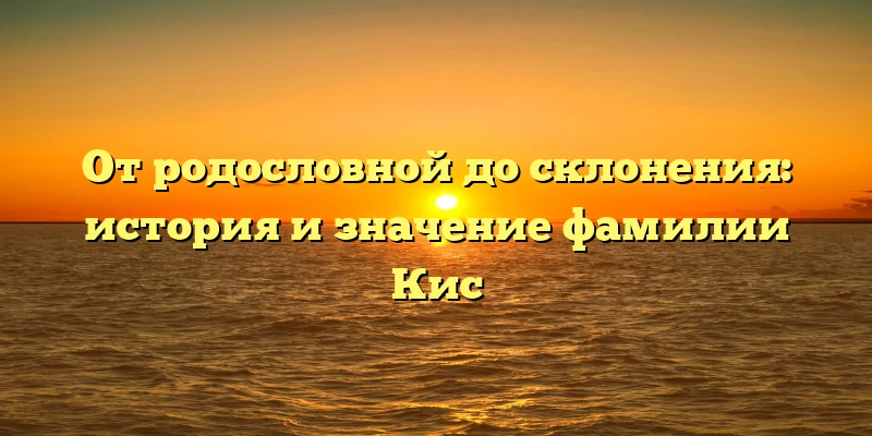 От родословной до склонения: история и значение фамилии Кис От родословной до склонения: история и значение фамилии Кис