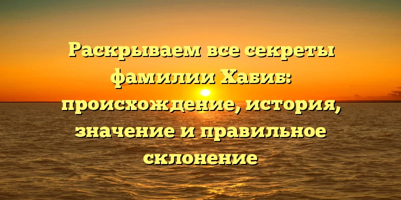 Раскрываем все секреты фамилии Хабиб: происхождение, история, значение и правильное склонение Раскрываем все секреты фамилии Хабиб: происхождение, история, значение и правильное склонение