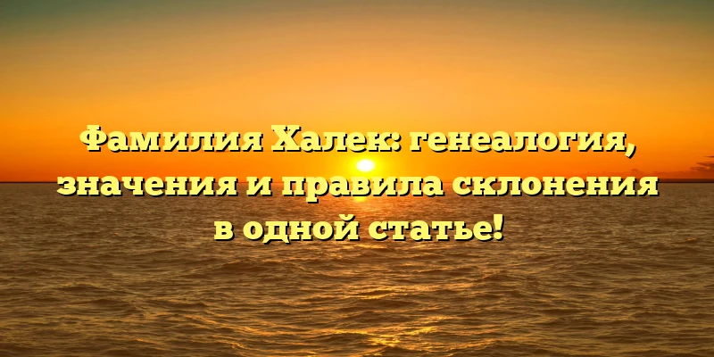 Фамилия Халек: генеалогия, значения и правила склонения в одной статье! Фамилия Халек: генеалогия, значения и правила склонения в одной статье!