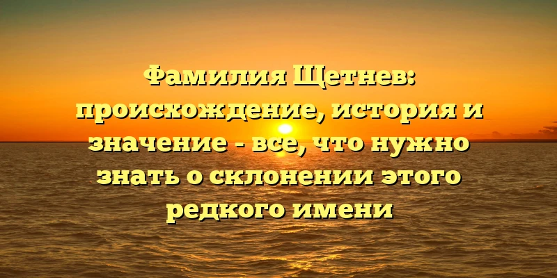 Фамилия Щетнев: происхождение, история и значение - все, что нужно знать о склонении этого редкого имени Фамилия Щетнев: происхождение, история и значение - все, что нужно знать о склонении этого редкого имени