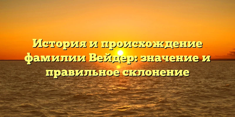 История и происхождение фамилии Вейдер: значение и правильное склонение История и происхождение фамилии Вейдер: значение и правильное склонение