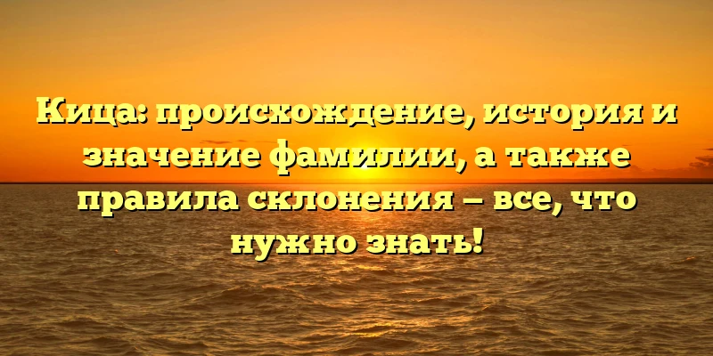 Кица: происхождение, история и значение фамилии, а также правила склонения — все, что нужно знать! Кица: происхождение, история и значение фамилии, а также правила склонения — все, что нужно знать!