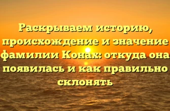 Раскрываем историю, происхождение и значение фамилии Конах: откуда она появилась и как правильно склонять Раскрываем историю, происхождение и значение фамилии Конах: откуда она появилась и как правильно склонять