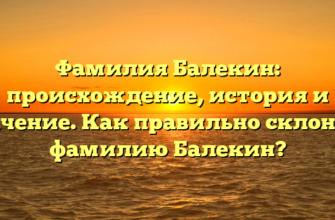 Фамилия Балекин: происхождение, история и значение. Как правильно склонять фамилию Балекин?