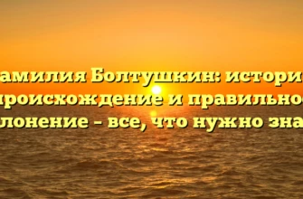 Фамилия Болтушкин: история, происхождение и правильное склонение – все, что нужно знать Фамилия Болтушкин: история, происхождение и правильное склонение – все, что нужно знать