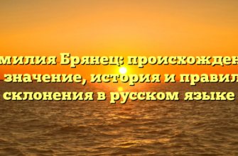 Фамилия Брянец: происхождение и значение, история и правила склонения в русском языке Фамилия Брянец: происхождение и значение, история и правила склонения в русском языке