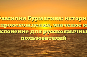 Фамилия Бурмагина: история происхождения, значение и склонение для русскоязычных пользователей Фамилия Бурмагина: история происхождения, значение и склонение для русскоязычных пользователей