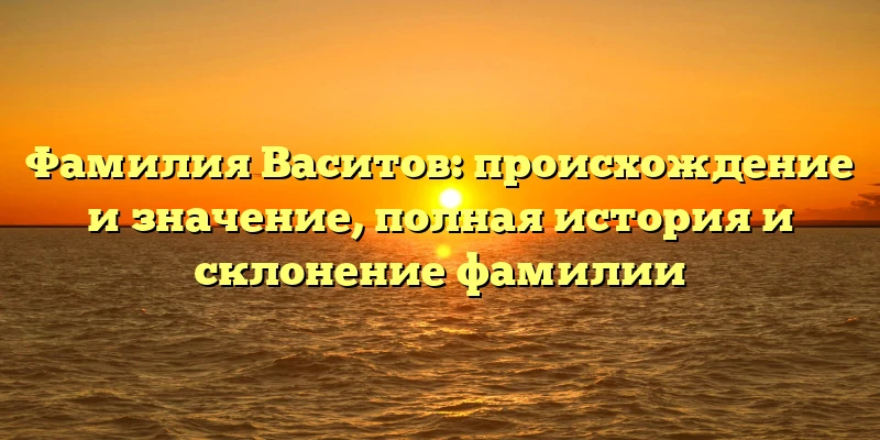 Фамилия Васитов: происхождение и значение, полная история и склонение фамилии