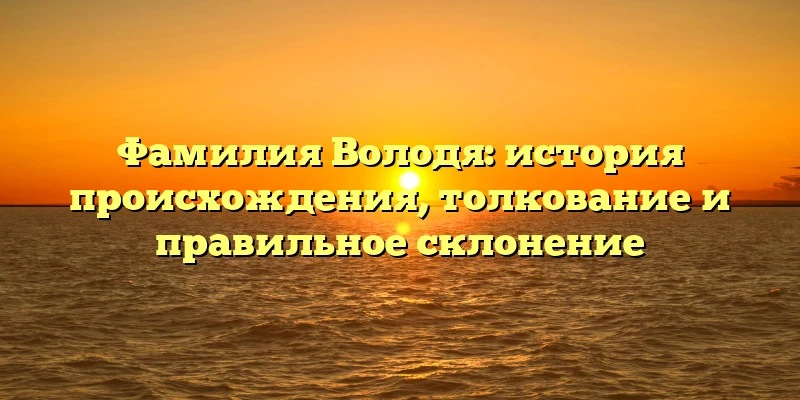 Фамилия Володя: история происхождения, толкование и правильное склонение Фамилия Володя: история происхождения, толкование и правильное склонение