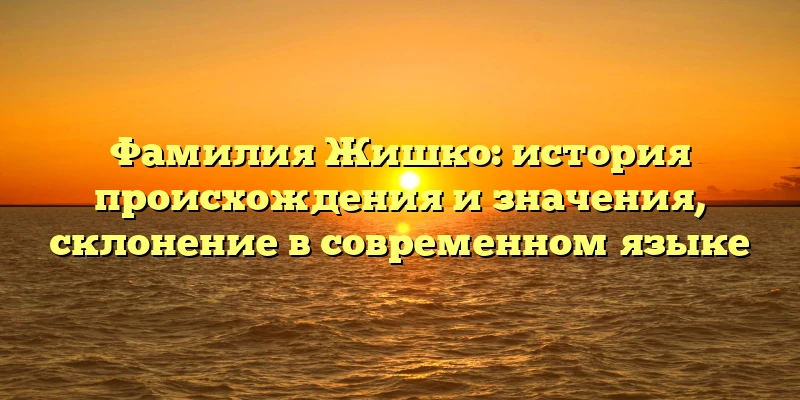 Фамилия Жишко: история происхождения и значения, склонение в современном языке Фамилия Жишко: история происхождения и значения, склонение в современном языке
