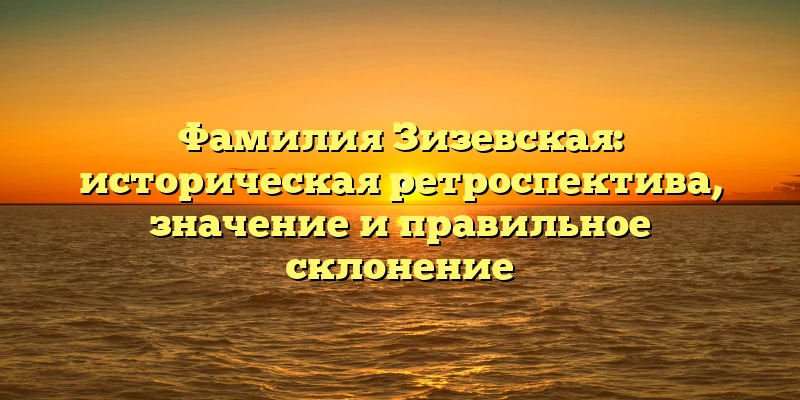 Фамилия Зизевская: историческая ретроспектива, значение и правильное склонение Фамилия Зизевская: историческая ретроспектива, значение и правильное склонение