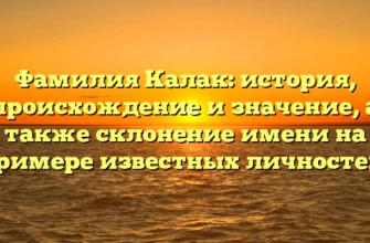 Фамилия Калак: история, происхождение и значение, а также склонение имени на примере известных личностей. Фамилия Калак: история, происхождение и значение, а также склонение имени на примере известных личностей.