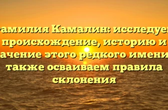 Фамилия Камалин: исследуем происхождение, историю и значение этого редкого имени, а также осваиваем правила склонения Фамилия Камалин: исследуем происхождение, историю и значение этого редкого имени, а также осваиваем правила склонения