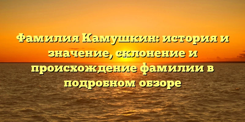 Фамилия Камушкин: история и значение, склонение и происхождение фамилии в подробном обзоре Фамилия Камушкин: история и значение, склонение и происхождение фамилии в подробном обзоре