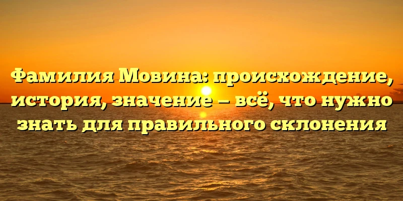 Фамилия Мовина: происхождение, история, значение — всё, что нужно знать для правильного склонения Фамилия Мовина: происхождение, история, значение — всё, что нужно знать для правильного склонения
