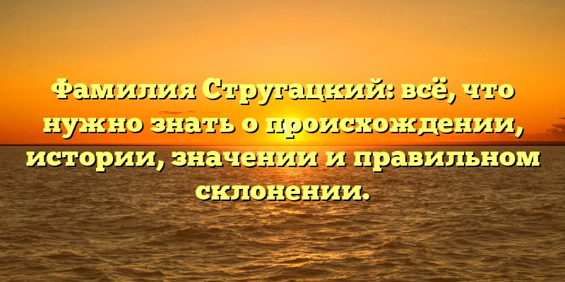 Фамилия Стругацкий: всё, что нужно знать о происхождении, истории, значении и правильном склонении. Фамилия Стругацкий: всё, что нужно знать о происхождении, истории, значении и правильном склонении.