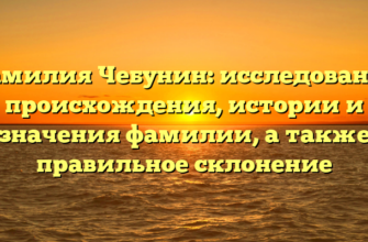 Фамилия Чебунин: исследование происхождения, истории и значения фамилии, а также правильное склонение Фамилия Чебунин: исследование происхождения, истории и значения фамилии, а также правильное склонение