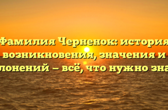 Фамилия Черненок: история возникновения, значения и склонений — всё, что нужно знать Фамилия Черненок: история возникновения, значения и склонений — всё, что нужно знать