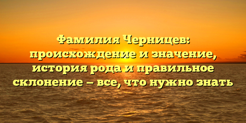 Фамилия Черницев: происхождение и значение, история рода и правильное склонение — все, что нужно знать