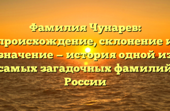 Фамилия Чунарев: происхождение, склонение и значение — история одной из самых загадочных фамилий России Фамилия Чунарев: происхождение, склонение и значение — история одной из самых загадочных фамилий России