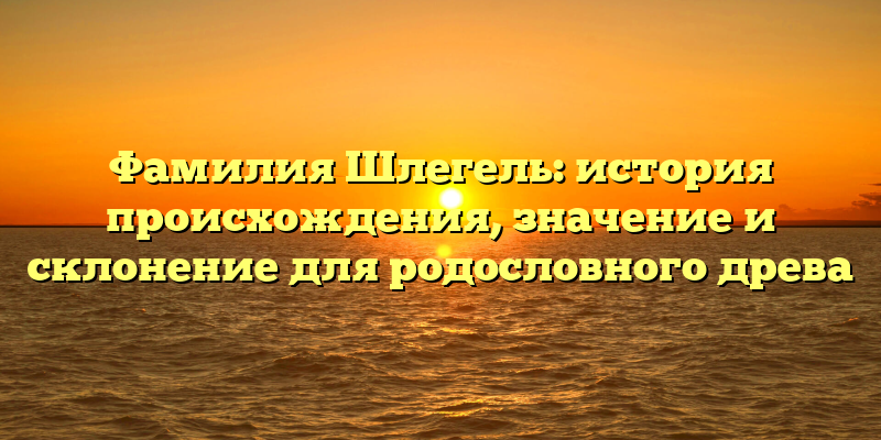 Фамилия Шлегель: история происхождения, значение и склонение для родословного древа