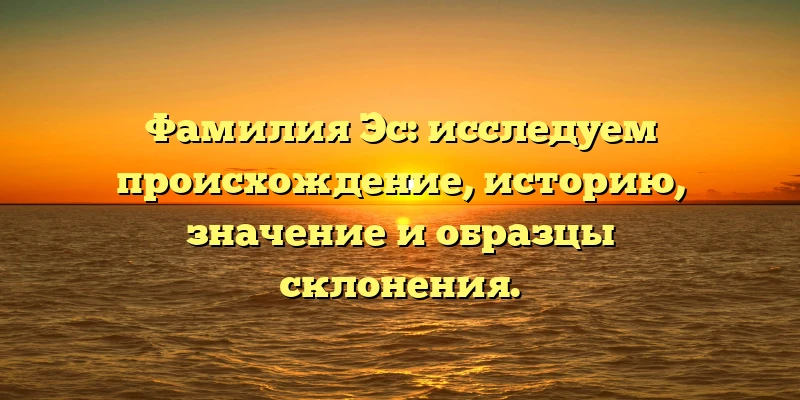 Фамилия Эс: исследуем происхождение, историю, значение и образцы склонения. Фамилия Эс: исследуем происхождение, историю, значение и образцы склонения.