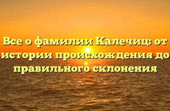 Все о фамилии Калечиц: от истории происхождения до правильного склонения Все о фамилии Калечиц: от истории происхождения до правильного склонения