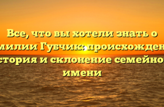 Все, что вы хотели знать о фамилии Губчик: происхождение, история и склонение семейного имени Все, что вы хотели знать о фамилии Губчик: происхождение, история и склонение семейного имени
