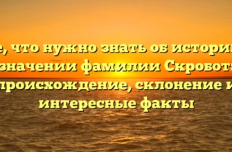 Все, что нужно знать об истории и значении фамилии Скробот: происхождение, склонение и интересные факты