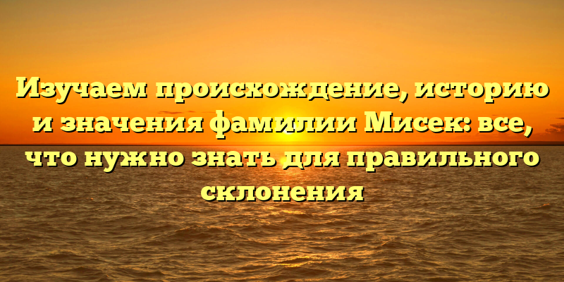 Изучаем происхождение, историю и значения фамилии Мисек: все, что нужно знать для правильного склонения