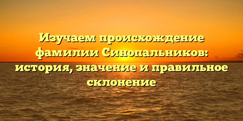 Изучаем происхождение фамилии Синопальников: история, значение и правильное склонение Изучаем происхождение фамилии Синопальников: история, значение и правильное склонение