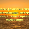 Изучаем фамилию Чикаго: происхождение, история и значение, а также правильное склонение