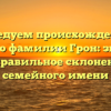 Исследуем происхождение и историю фамилии Грон: значение и правильное склонение семейного имени