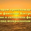 Исследуем происхождение и историю фамилии Костромских: значение и склонение фамилии под микроскопом