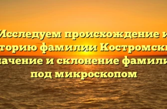 Исследуем происхождение и историю фамилии Костромских: значение и склонение фамилии под микроскопом Исследуем происхождение и историю фамилии Костромских: значение и склонение фамилии под микроскопом