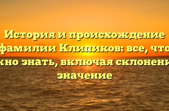 История и происхождение фамилии Клипиков: все, что нужно знать, включая склонение и значение История и происхождение фамилии Клипиков: все, что нужно знать, включая склонение и значение