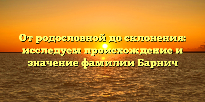 От родословной до склонения: исследуем происхождение и значение фамилии Барнич