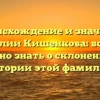 Происхождение и значение фамилии Кишенкова: все, что нужно знать о склонении и истории этой фамилии