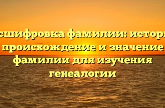 Расшифровка фамилии: история, происхождение и значение фамилии для изучения генеалогии Расшифровка фамилии: история, происхождение и значение фамилии для изучения генеалогии